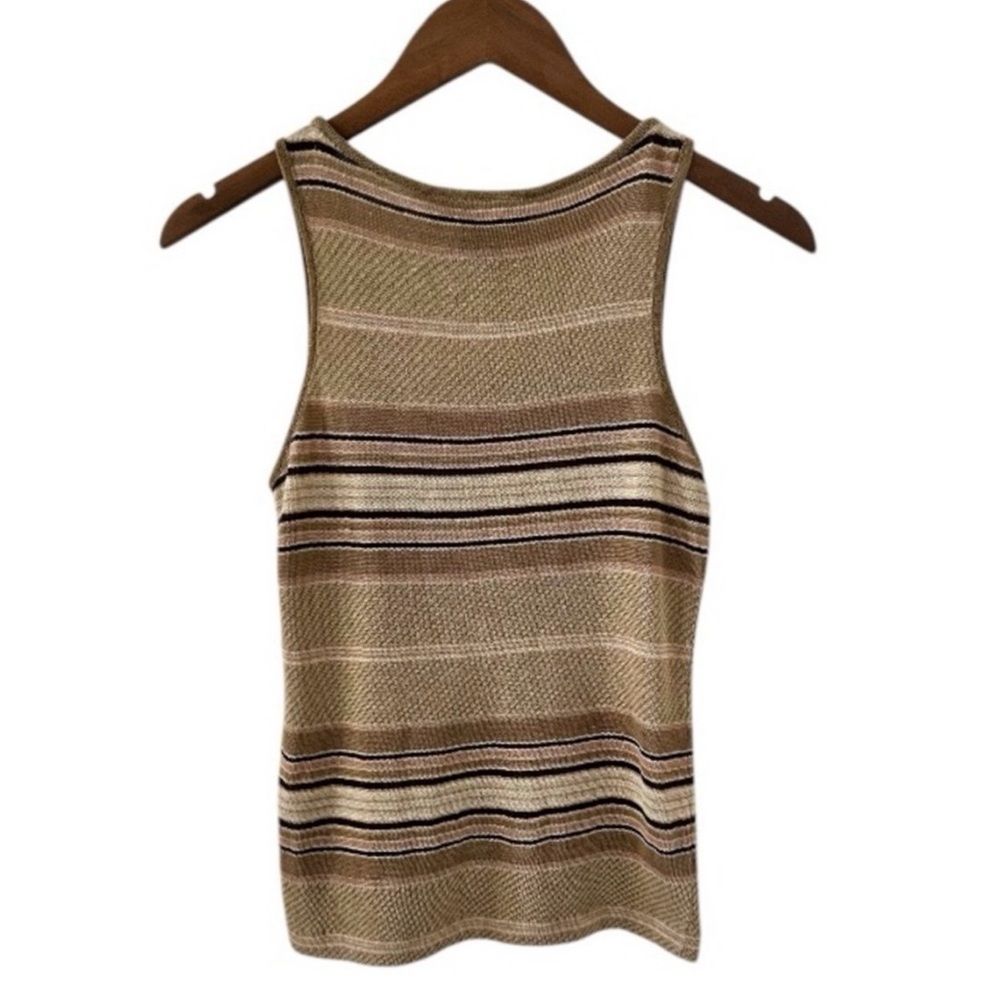 Ralph Lauren Collection Tan Striped Scoop Neck Linen Knit Tank Top Size Small - Picture 4 of 5